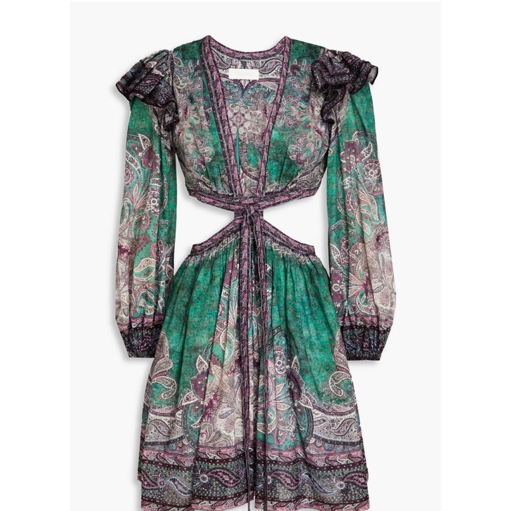 Zimmermann Green and Purple Backless Dress size 0 - Picture 2 of 6